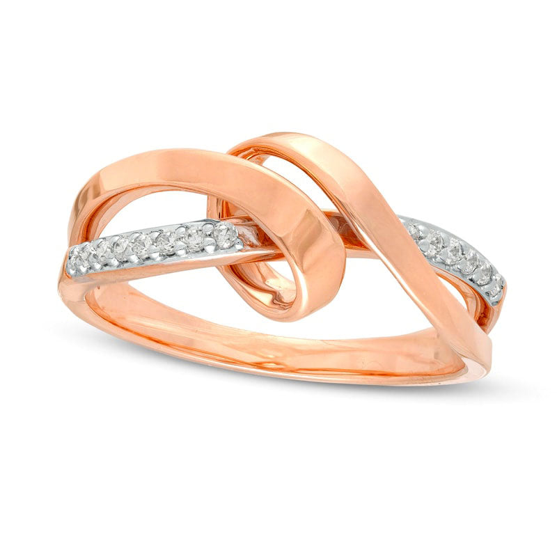 Image of ID 1 010 CT TW Natural Diamond Ribbon Overlay Ring in Solid 10K Rose Gold
