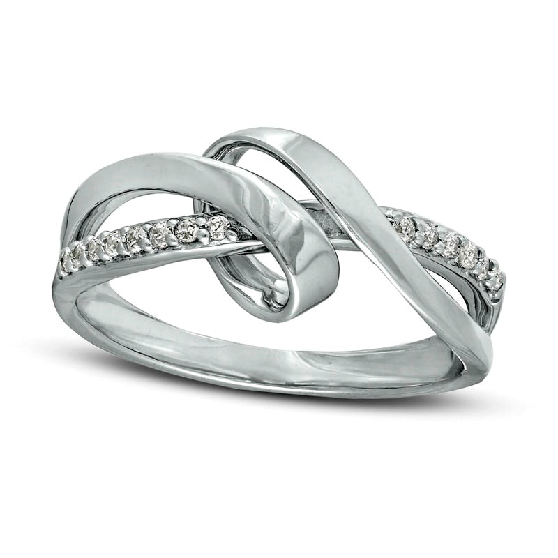 Image of ID 1 010 CT TW Natural Diamond Ribbon Overlay Ring in Solid 10K White Gold
