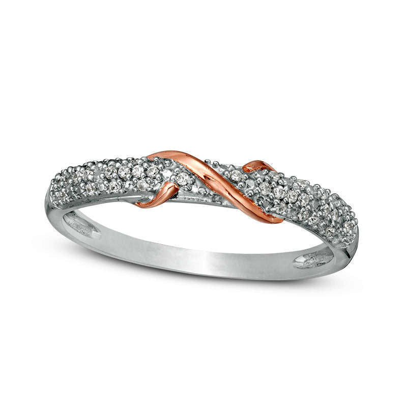 Image of ID 1 010 CT TW Natural Diamond S Overlay Ring in Sterling Silver and Solid 10K Rose Gold