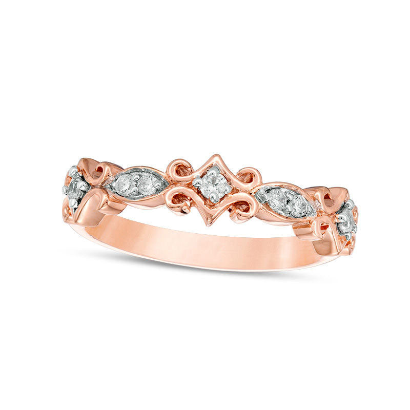 Image of ID 1 010 CT TW Natural Diamond Scroll Stackable Band in Solid 10K Rose Gold