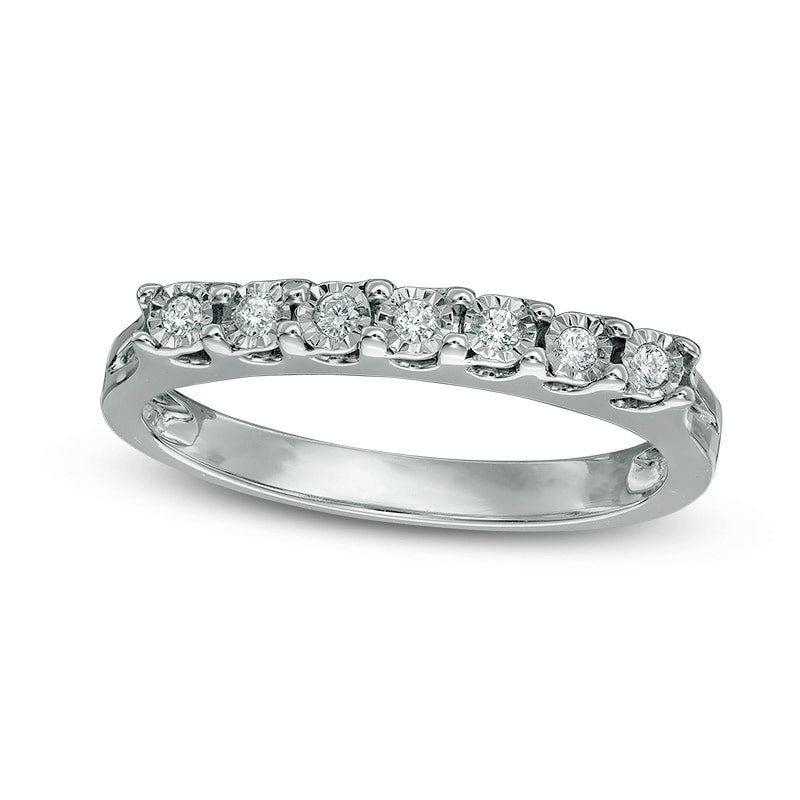 Image of ID 1 010 CT TW Natural Diamond Seven Stone Anniversary Band in Sterling Silver