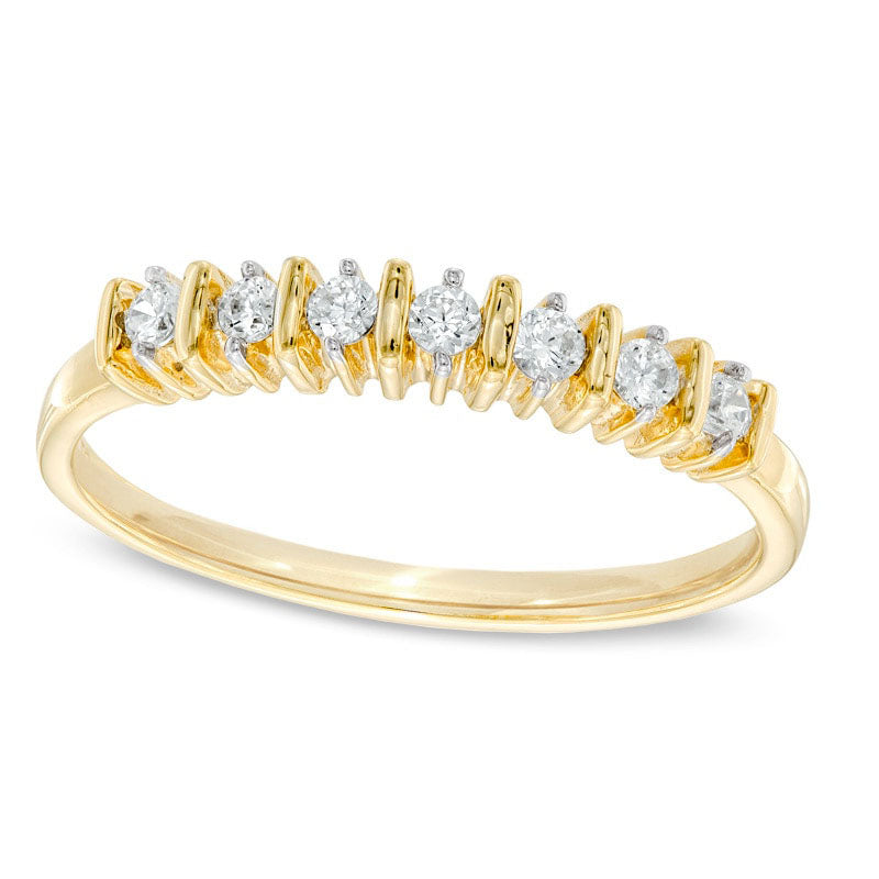 Image of ID 1 010 CT TW Natural Diamond Seven Stone Wedding Band in Solid 10K Yellow Gold