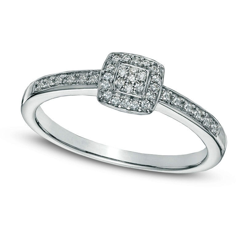 Image of ID 1 010 CT TW Natural Diamond Square Cluster Promise Ring in Solid 10K White Gold