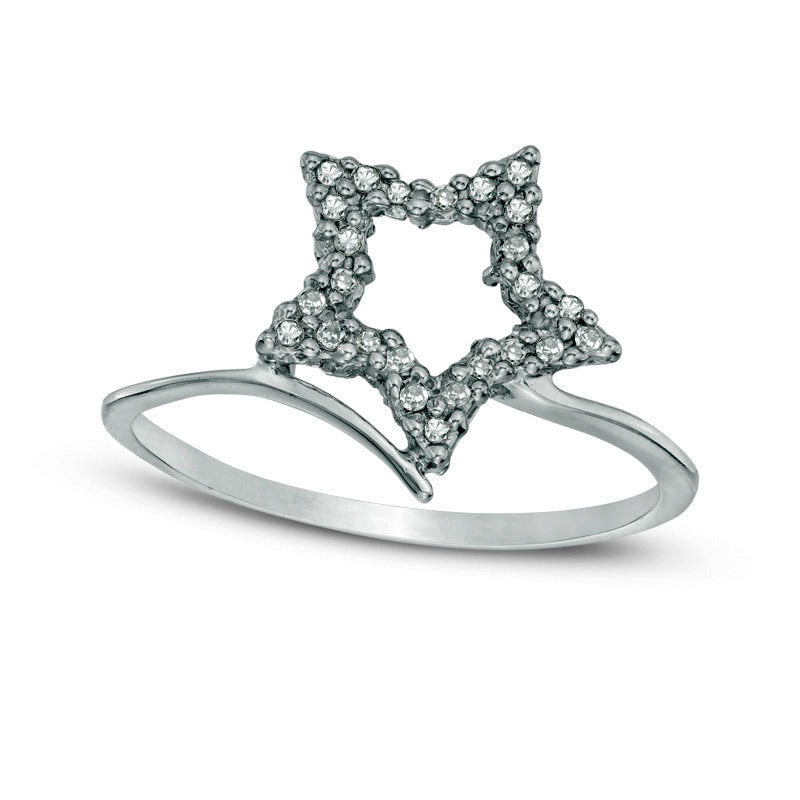 Image of ID 1 010 CT TW Natural Diamond Star Ring in Sterling Silver