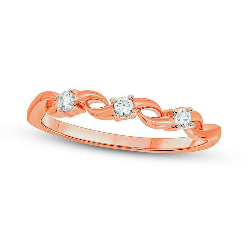 Image of ID 1 010 CT TW Natural Diamond Station Loose Braid Ring in Solid 10K Rose Gold