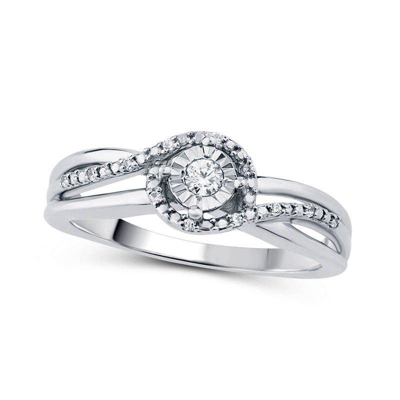 Image of ID 1 010 CT TW Natural Diamond Swirl Bypass Promise Ring in Solid 10K White Gold