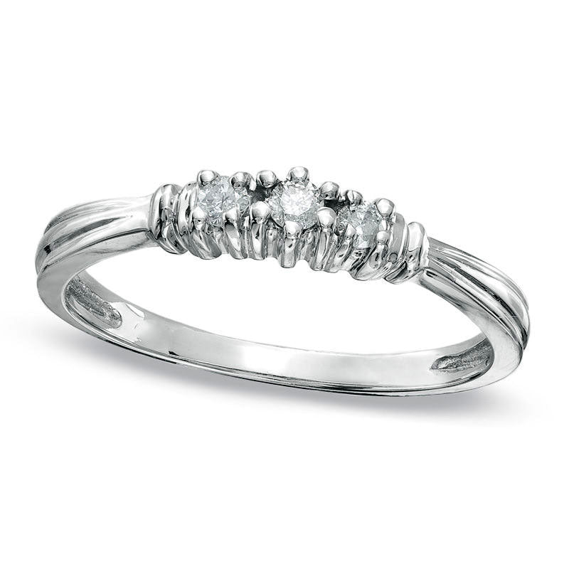 Image of ID 1 010 CT TW Natural Diamond Three Stone Promise Ring in Solid 10K White Gold