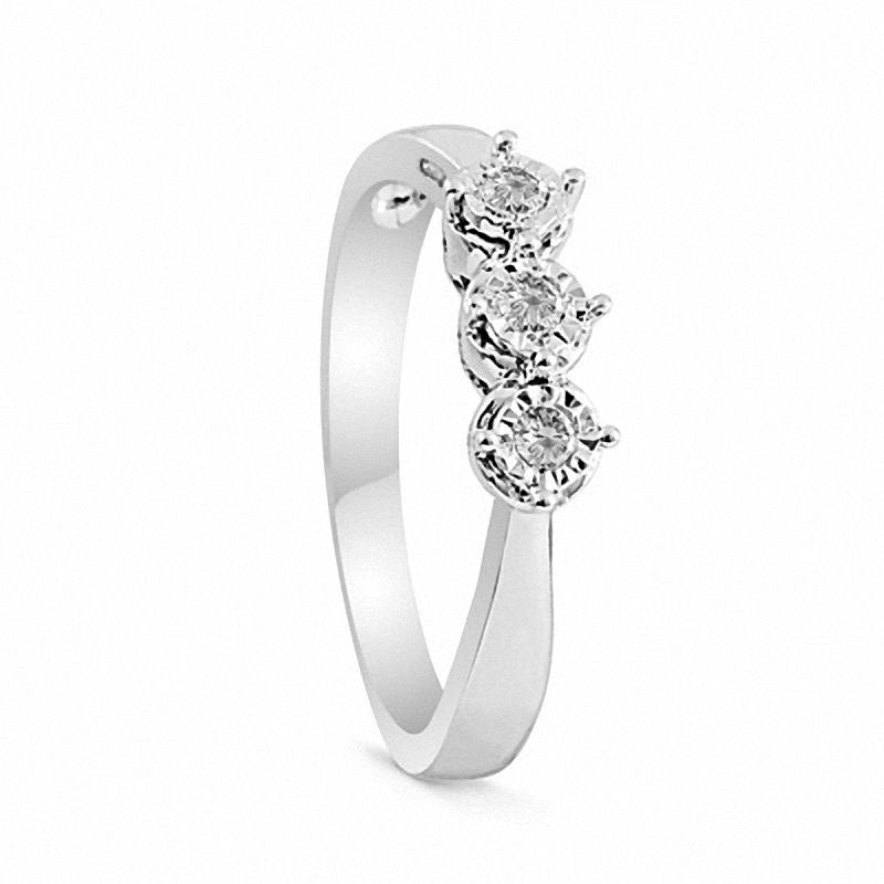 Image of ID 1 010 CT TW Natural Diamond Three Stone Promise Ring in Sterling Silver