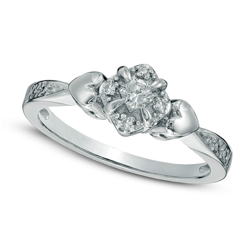Image of ID 1 010 CT TW Natural Diamond Tilted Frame Promise Ring in Solid 10K White Gold