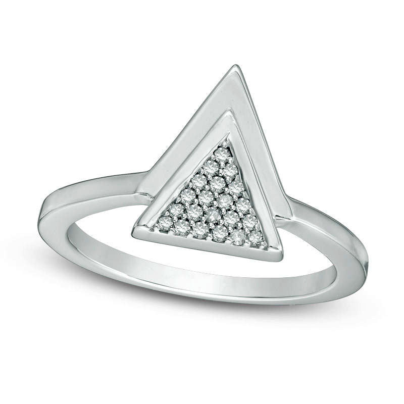 Image of ID 1 010 CT TW Natural Diamond Triangle Ring in Solid 10K White Gold