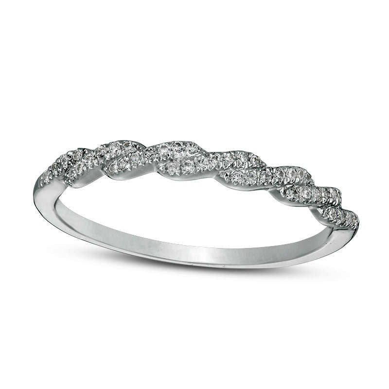 Image of ID 1 010 CT TW Natural Diamond Twist Anniversary Band in Solid 10K White Gold