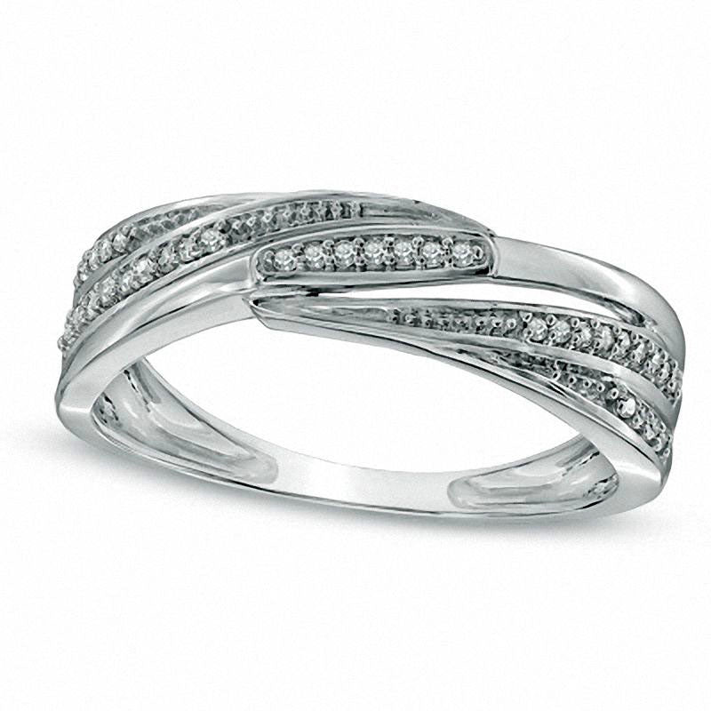 Image of ID 1 010 CT TW Natural Diamond Twist Band in Sterling Silver