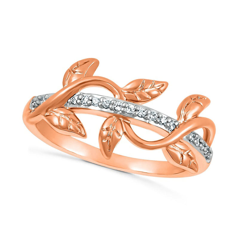 Image of ID 1 010 CT TW Natural Diamond Twist Vine Ring in Sterling Silver with Solid 14K Rose Gold Plate
