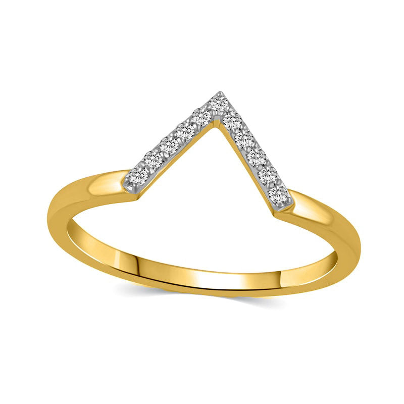 Image of ID 1 010 CT TW Natural Diamond V Chevron Ring in Solid 14K Gold