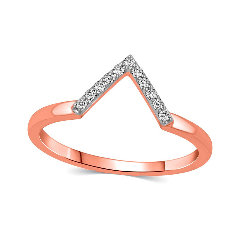 Image of ID 1 010 CT TW Natural Diamond V Chevron Ring in Solid 14K Rose Gold