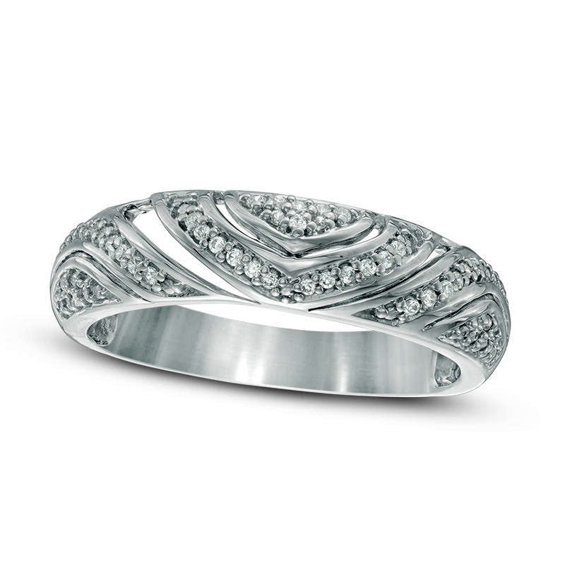 Image of ID 1 010 CT TW Natural Diamond Wave Domed Band in Sterling Silver