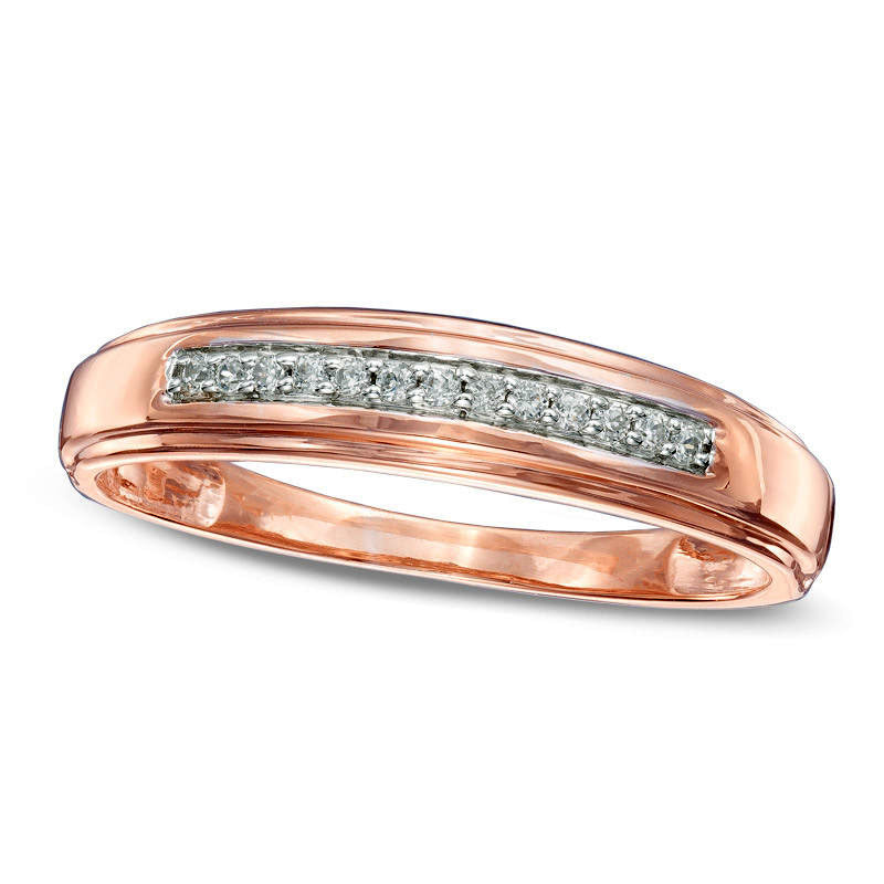 Image of ID 1 010 CT TW Natural Diamond Wedding Band in Solid 10K Rose Gold