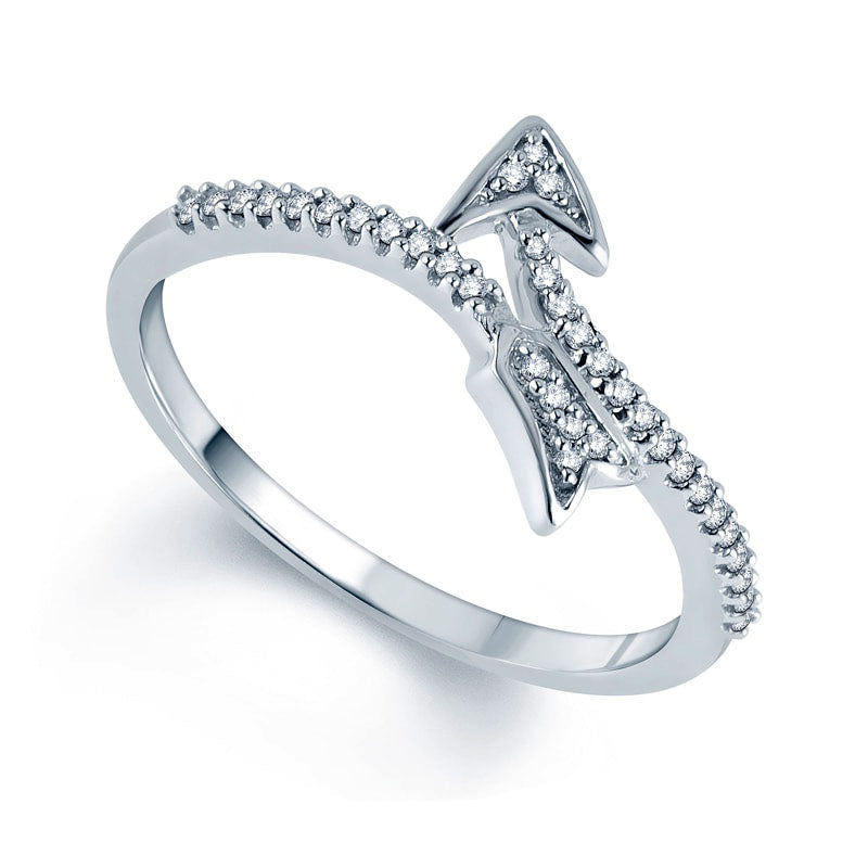 Image of ID 1 010 CT TW Natural Diamond Wrapped Arrow Ring in Solid 10K White Gold