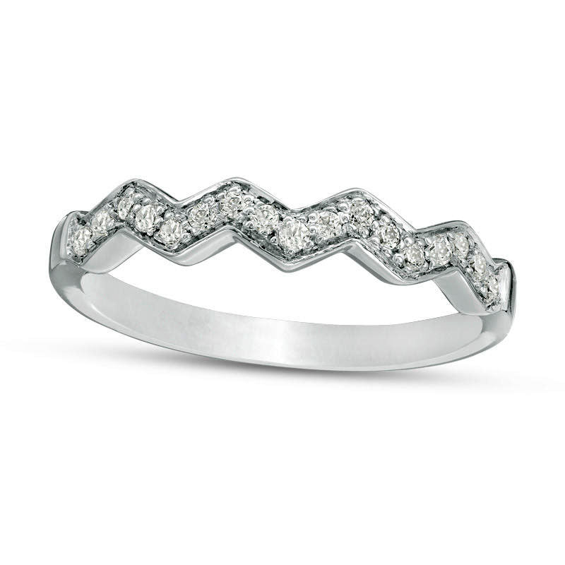 Image of ID 1 010 CT TW Natural Diamond Zig-Zag Band in Solid 10K White Gold