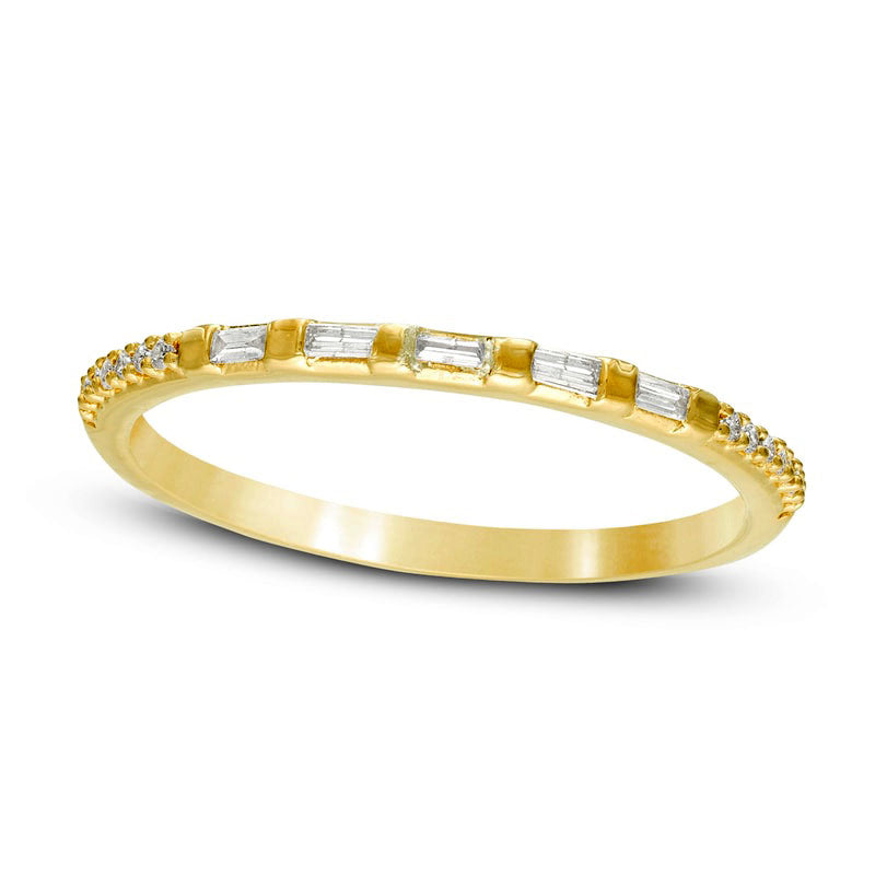 Image of ID 1 013 CT TW Baguette and Round Natural Diamond Anniversary Band in Solid 10K Yellow Gold