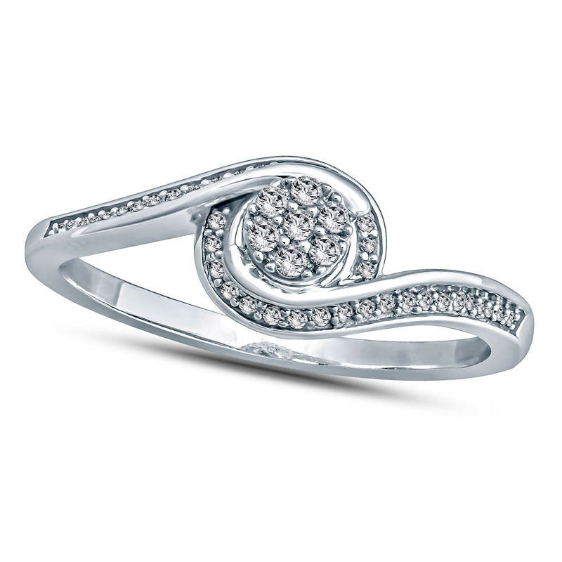 Image of ID 1 013 CT TW Composite Natural Diamond Bypass Frame Promise Ring in Solid 10K White Gold