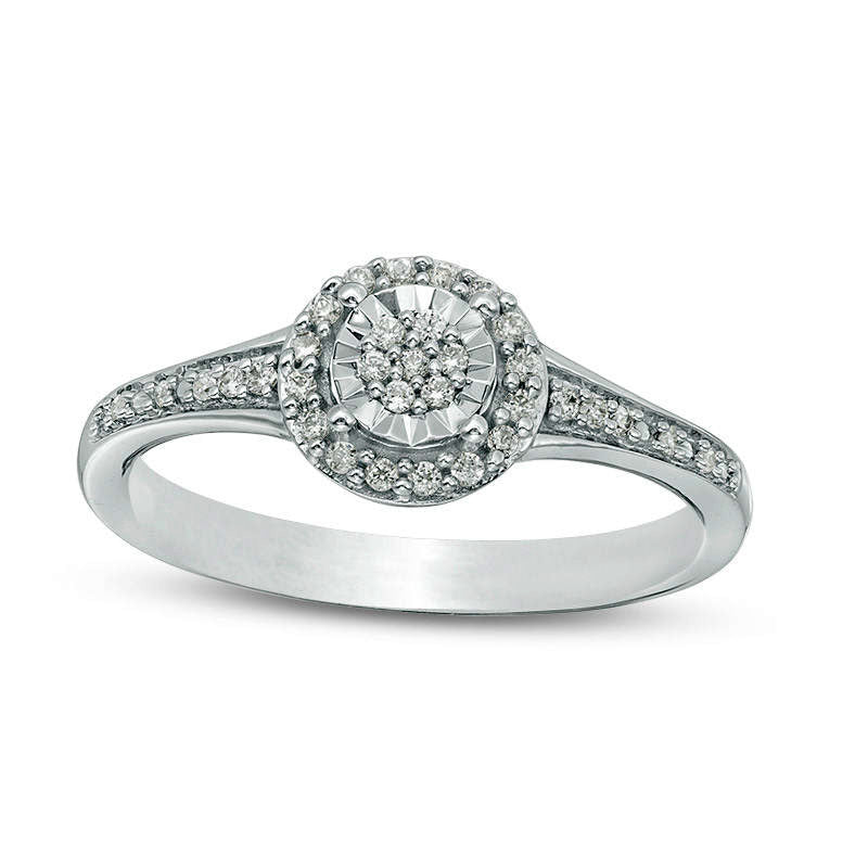 Image of ID 1 013 CT TW Composite Natural Diamond Frame Promise Ring in Sterling Silver