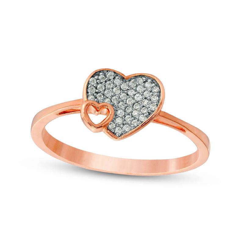 Image of ID 1 013 CT TW Composite Natural Diamond Heart-Shaped Ring in Solid 10K Rose Gold