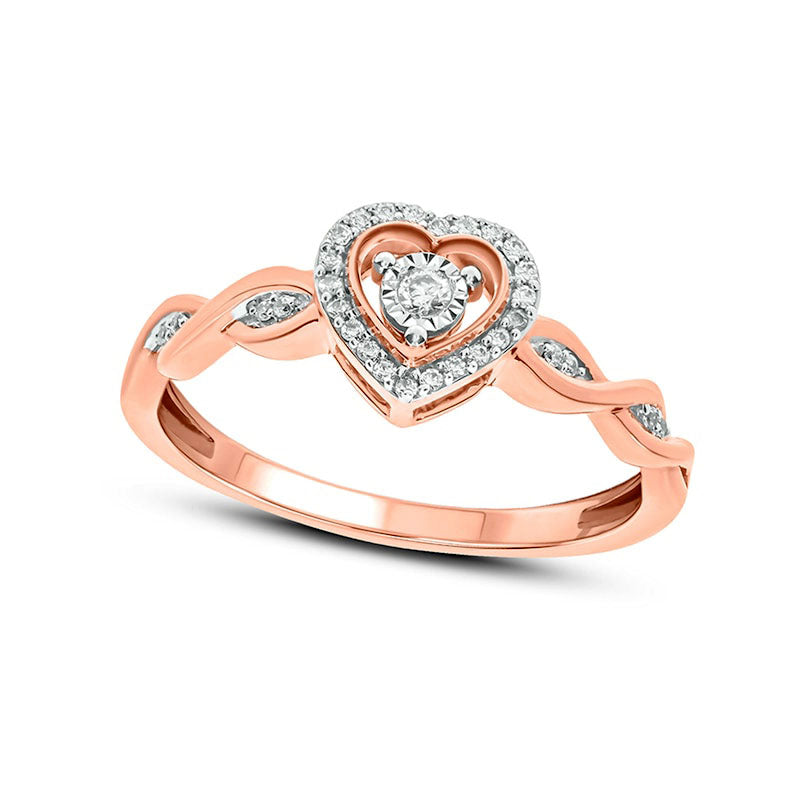 Image of ID 1 013 CT TW Composite Natural Diamond Heart Twist Promise Ring in Solid 10K Rose Gold