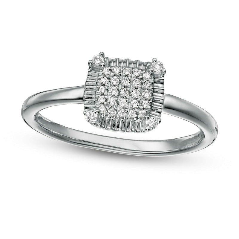Image of ID 1 013 CT TW Composite Natural Diamond Pleated Square Frame Ring in Solid 10K White Gold