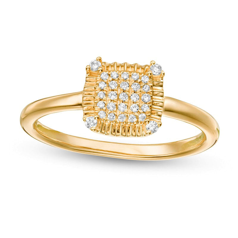 Image of ID 1 013 CT TW Composite Natural Diamond Pleated Square Frame Ring in Solid 10K Yellow Gold