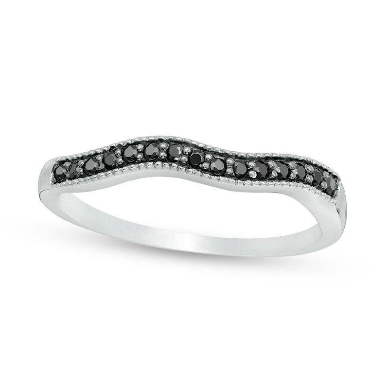 Image of ID 1 013 CT TW Enhanced Black Natural Diamond Contour Wedding Band in Solid 10K White Gold