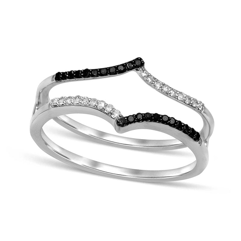 Image of ID 1 013 CT TW Enhanced Black and White Natural Clarity Enhanced Diamond Chevron Solitaire Enhancer in Solid 10K White Gold