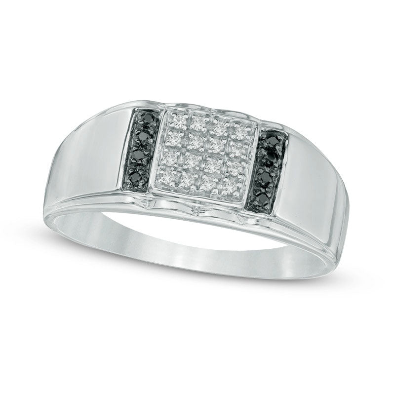 Image of ID 1 013 CT TW Enhanced Black and White Natural Diamond Ring in Sterling Silver