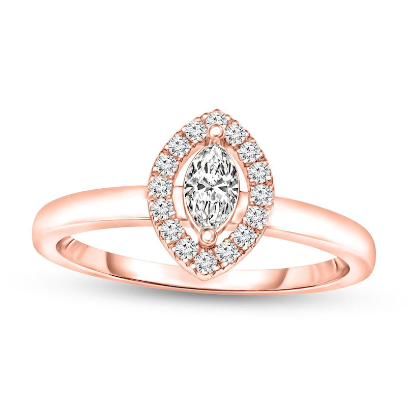 Image of ID 1 013 CT TW Marquise Natural Diamond Frame Promise Ring in Solid 10K Rose Gold