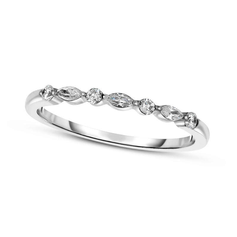 Image of ID 1 013 CT TW Marquise and Round Natural Diamond Alternating Anniversary Band in Solid 14K White Gold