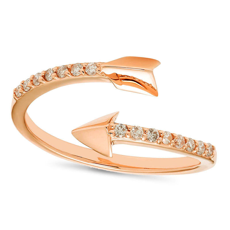 Image of ID 1 013 CT TW Natural Diamond Arrow Wrap Ring in Solid 10K Rose Gold