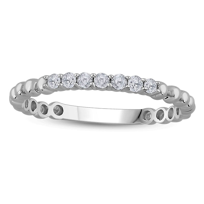Image of ID 1 013 CT TW Natural Diamond Beaded Shank Stackable Band in Solid 10K White Gold