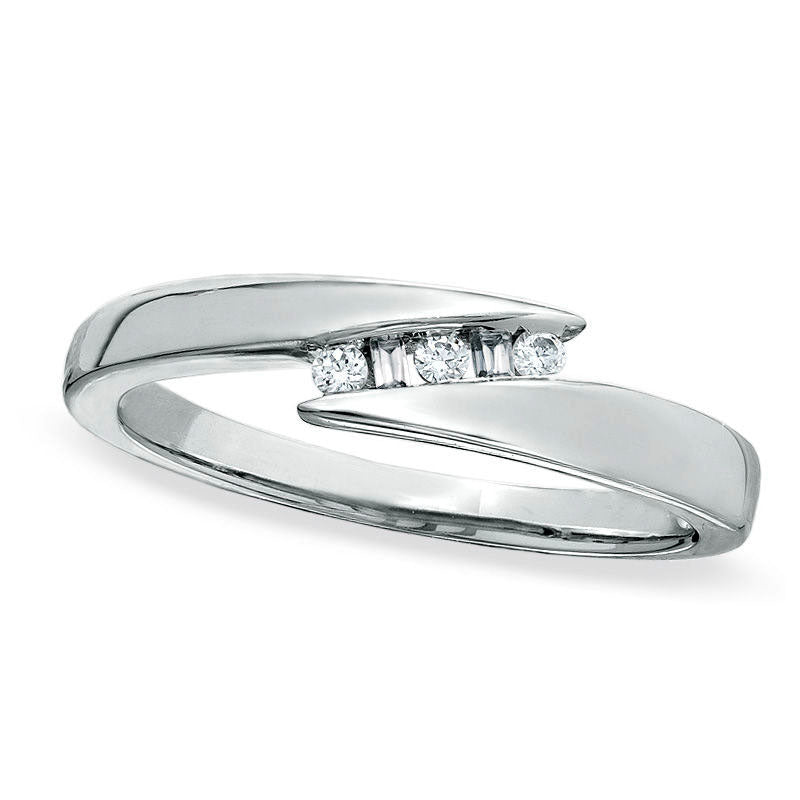 Image of ID 1 013 CT TW Natural Diamond Bypass Band in Sterling Silver