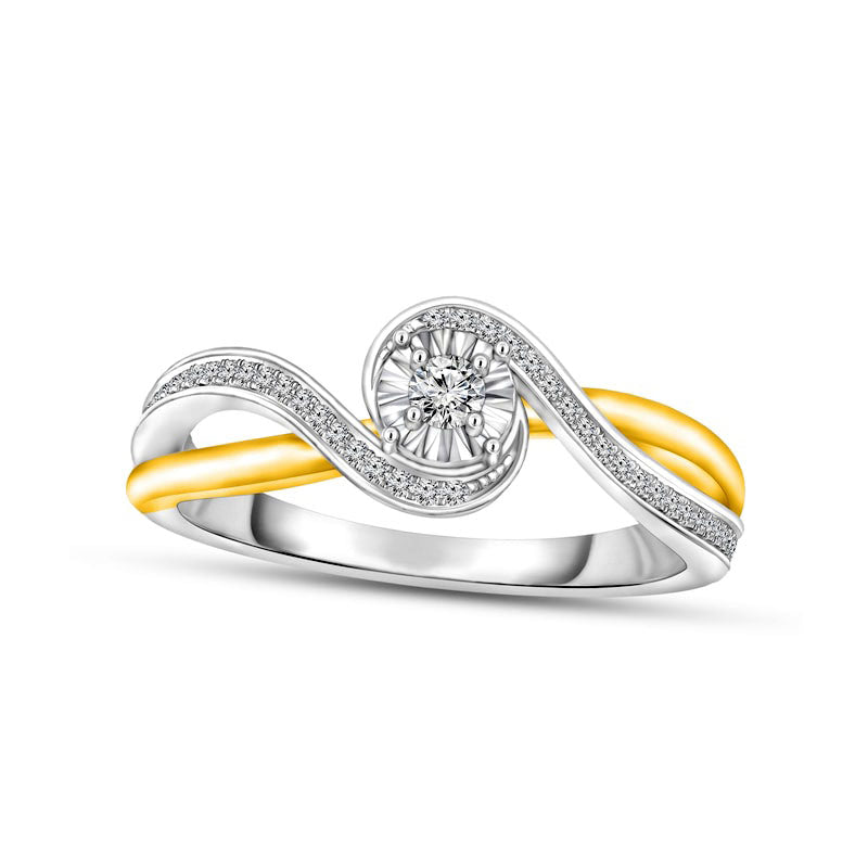 Image of ID 1 013 CT TW Natural Diamond Bypass Split Shank Promise Ring in Solid 10K Two-Tone Gold