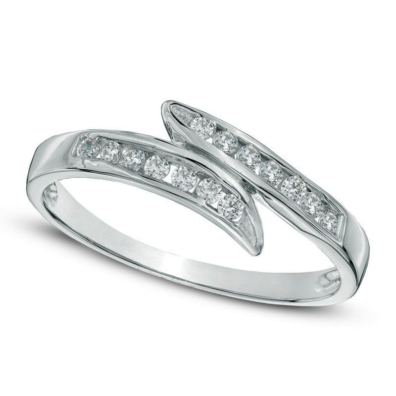 Image of ID 1 013 CT TW Natural Diamond Channel-Set Bypass Ring in Solid 10K White Gold