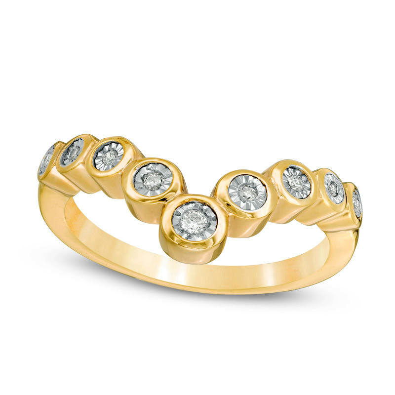 Image of ID 1 013 CT TW Natural Diamond Chevron Ring in Solid 10K Yellow Gold