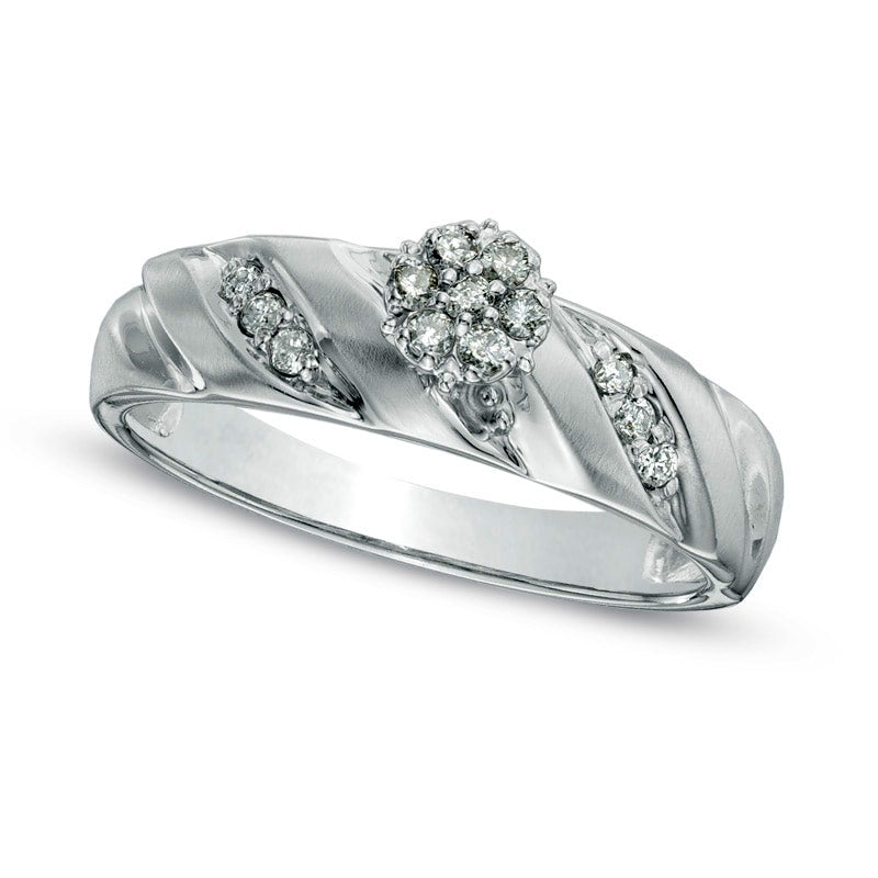 Image of ID 1 013 CT TW Natural Diamond Cluster Ribbon Promise Ring in Solid 10K White Gold