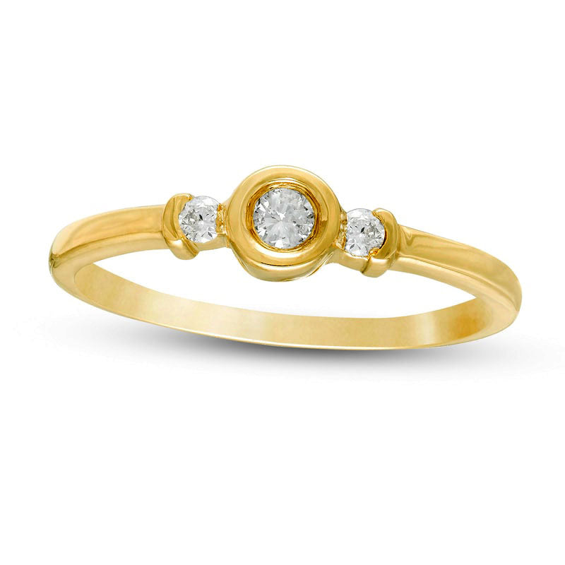 Image of ID 1 013 CT TW Natural Diamond Collar Three Stone Promise Ring in Solid 10K Yellow Gold