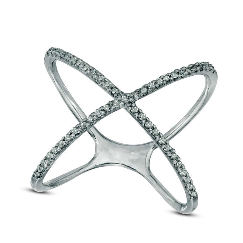 Image of ID 1 013 CT TW Natural Diamond Criss-Cross Orbit Ring in Sterling Silver