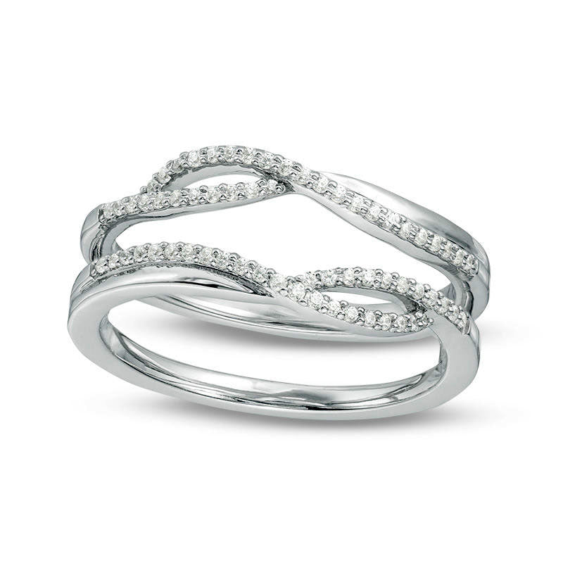 Image of ID 1 013 CT TW Natural Diamond Criss-Cross Ring Solitaire Enhancer in Sterling Silver