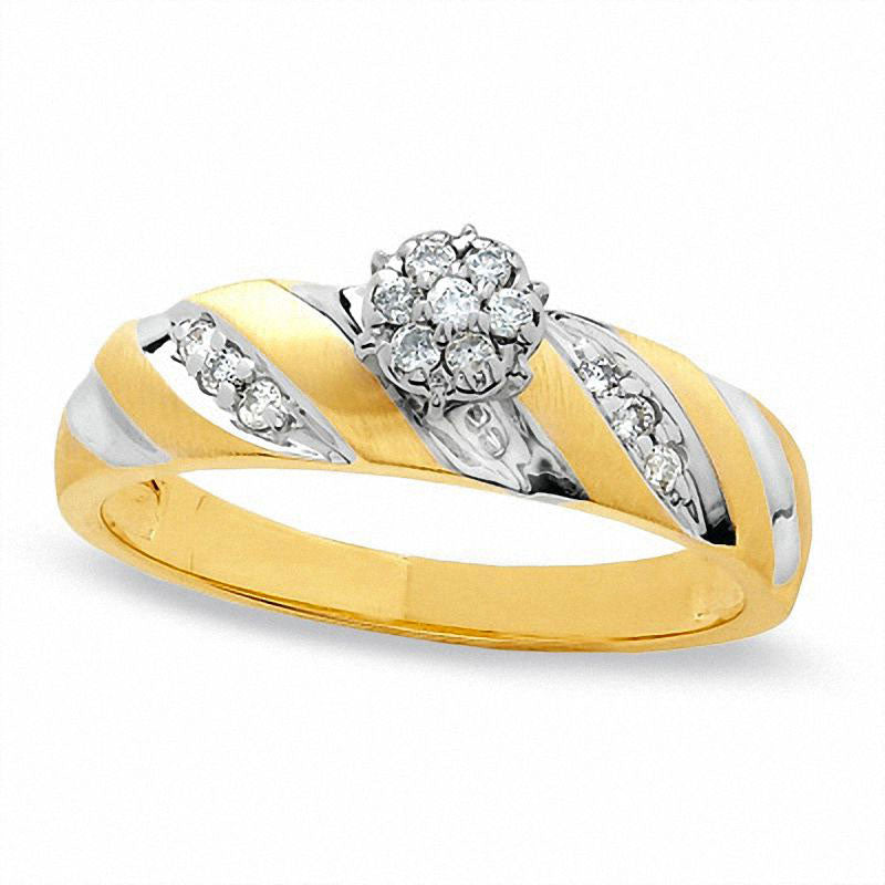 Image of ID 1 013 CT TW Natural Diamond Engagement Ring in Solid 10K Two-Tone Gold