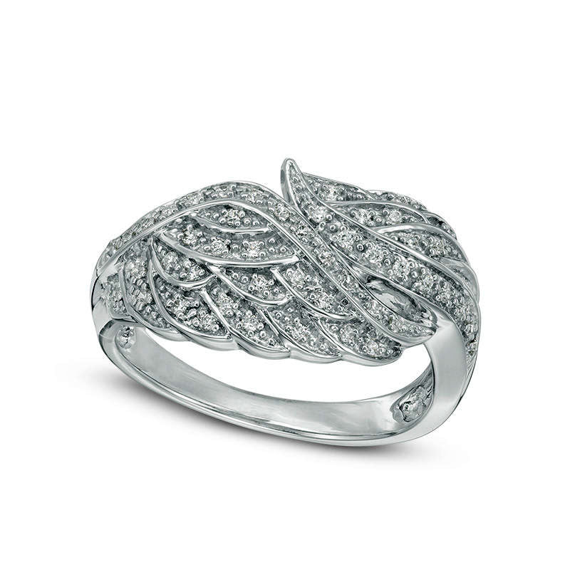 Image of ID 1 013 CT TW Natural Diamond Feathered Wings Ring in Sterling Silver