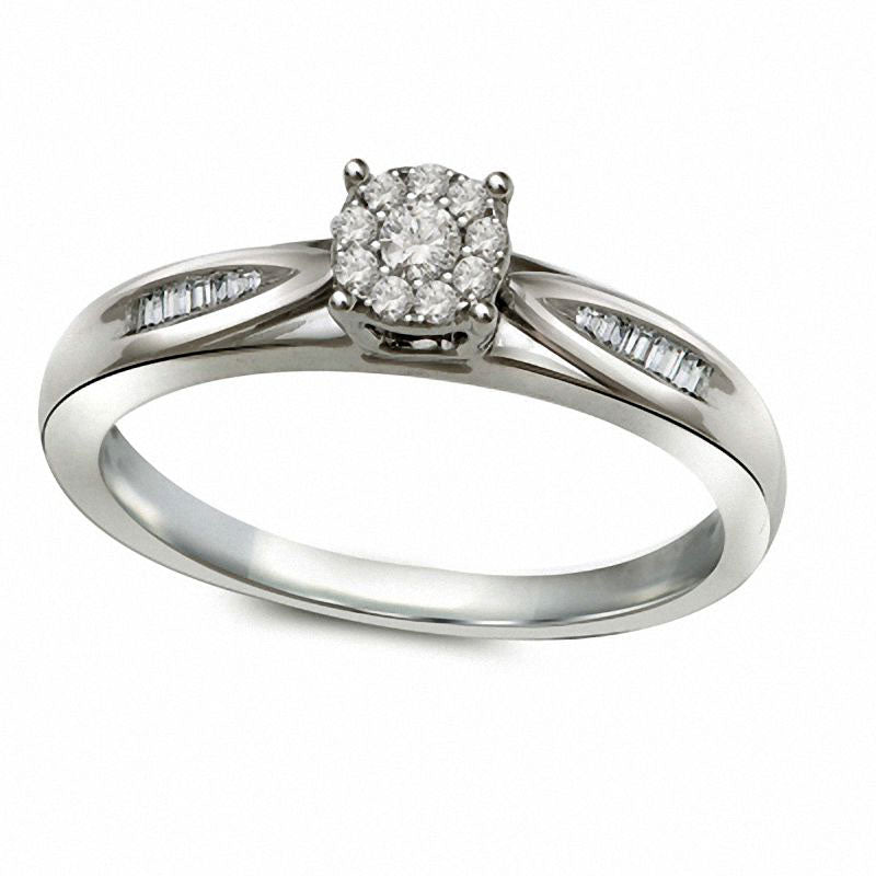 Image of ID 1 013 CT TW Natural Diamond Frame Engagement Ring in Solid 10K White Gold