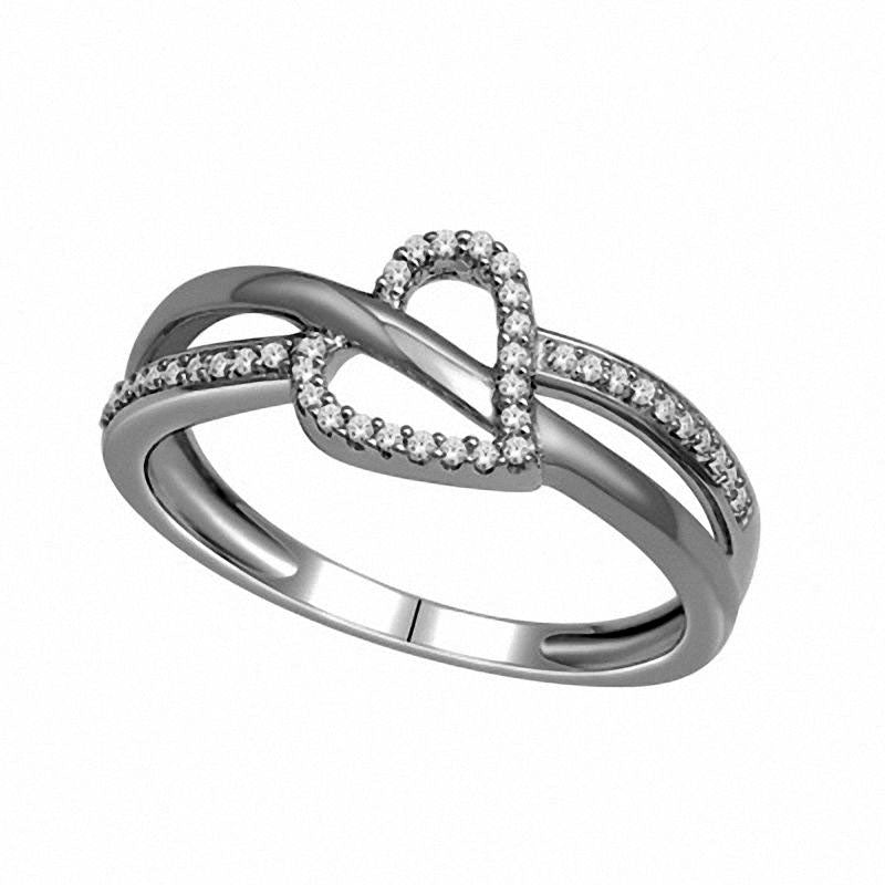 Image of ID 1 013 CT TW Natural Diamond Heart Promise Ring in Solid 10K White Gold
