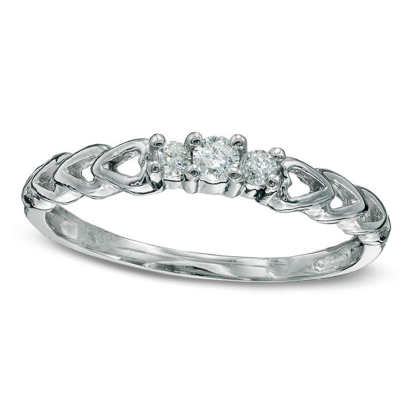 Image of ID 1 013 CT TW Natural Diamond Heart Shank Promise Ring in Solid 10K White Gold